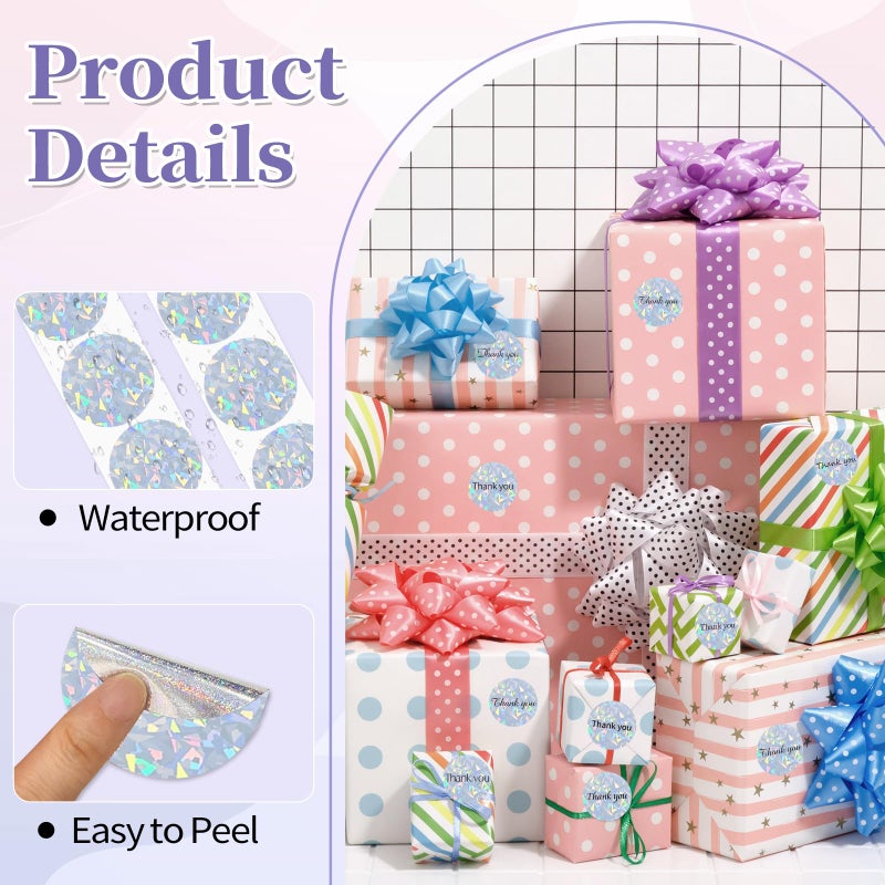 WANGHENG 1.5 Inch Thermal Labels,Holographic Circle Direct Thermal Stickers,for Address Design DIY Logo Business(300 pcs/Glass Fragments) - Image 3